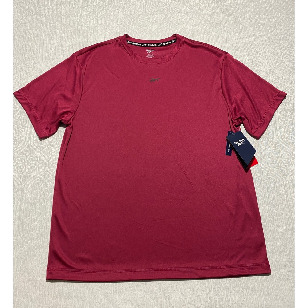 Reebok Tech Tee Mens L Very Berry Activewear Performance Athletic Training